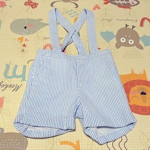 Janie and Jack BABY STRIPED SEERSUCKER SUSPENDER SHORT
